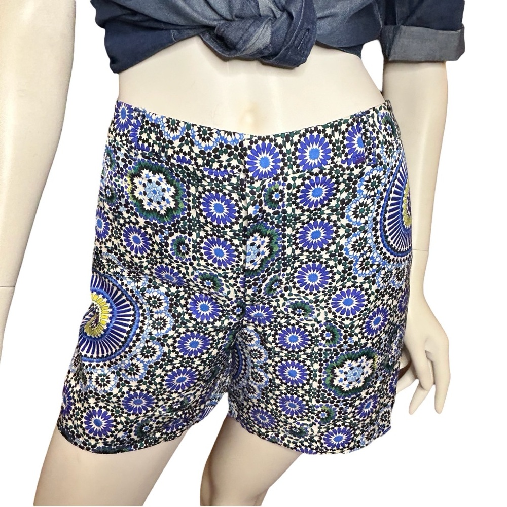 Banana Republic Women’s Size 10 Mid-rise Chino Shorts Linen Blend Blue Mandala